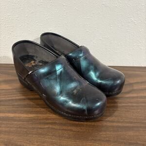 Dansko Pro XP Clogs Blue Purple Leather Iridescent Nurse Shoe Size 40 US 9